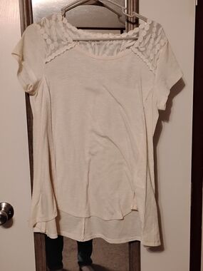 Juniors Jolt White Ribbed Lave Top Tunic L